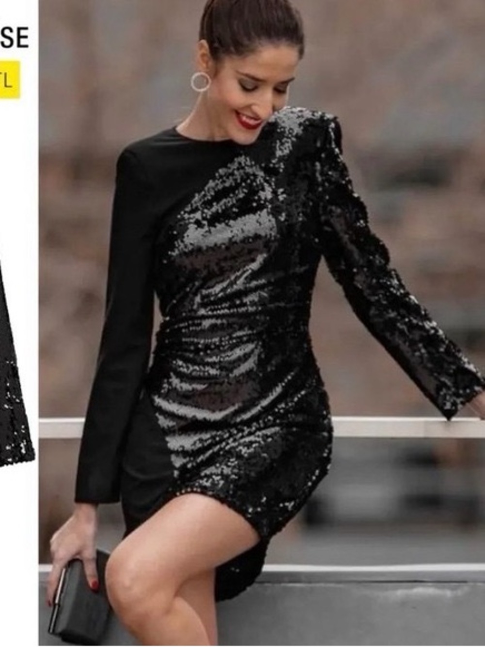 Zara black sequin mini dress‎